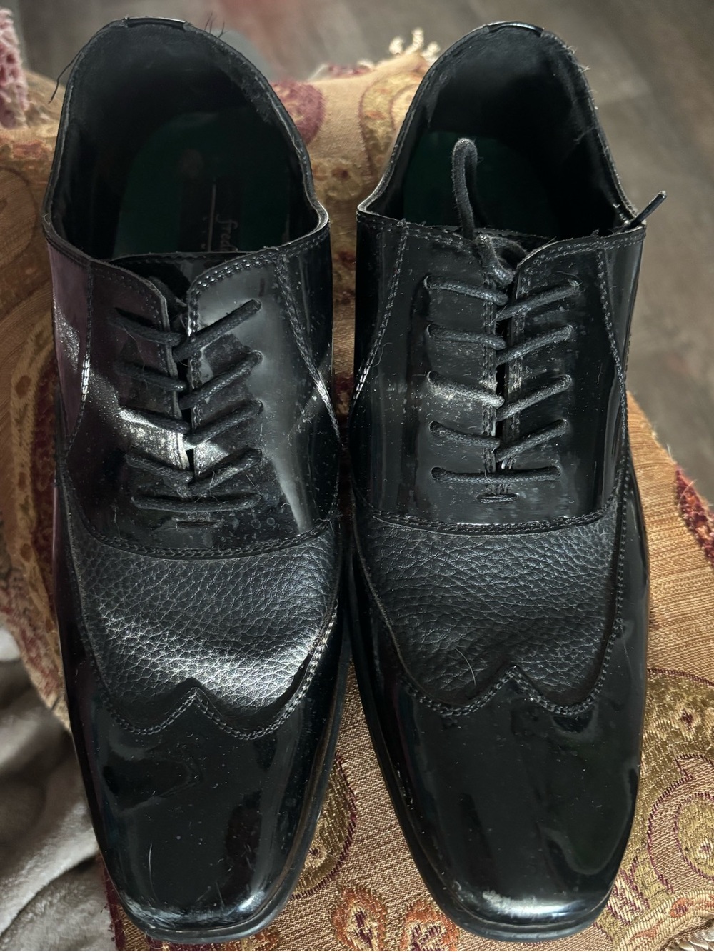 Men's Black Wingtip Derby Oxfords - Polished Leather